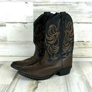 Smoky Mountain Boots Boys Youth 4 Brown Faux Leather Cowboy Western Boots